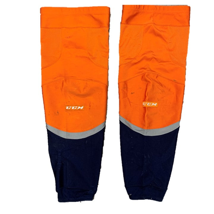 AHL - Chaussettes de hockey CCM d'occasion (orange/bleu marine/gris)